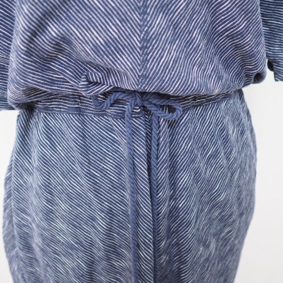 Vintage Woolrich Extra Large Drawstring Waist Navy Striped Dress 100% Cotton - Picture 3 of 13